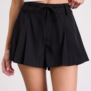 Lulus Matera Black Twill Mid-rise A-line Shorts - Size M